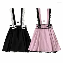 Partykleider 2024 Sommer Japanisch süße Lolita Spitze Hosentender kurze Röcke Kawaii Plissee Mini Sling süßes Mädchen Vestidos de Mujer