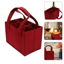 Taschen Filz Weinflasche Tasche Klapper Handtasche Filz Aufbewahrung Korb Champagner Wein Bier Party Geschenktasche Camping -Aufbewahrungstasche 6 Flaschenschachtel