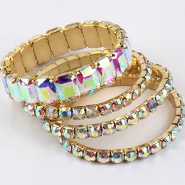 Strands Rh Fashion Bohemia jóias misturadas coloridas de cristal de vidro colorido 4pc Stack Paw Bracelets Set for Women Gift