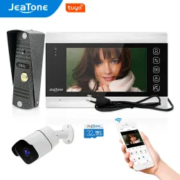 Control JeaTone New 7Inch Smart WiFi Video Door Phone Intercom System for Apartment with AHD CAM Support Remote Unlock Call and Monitor