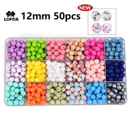 LOFCA Silicone Beads 12mm 50pcsLot Teething Necklace Round Silicone Bead Baby Teether Toy Silicone BPA Free born Nursing 240422