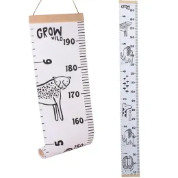 Ornaments Cartoon Baby Kids Growth Chart Record Wood Frame Fabric Height Measurement Ruler for Boys & Girls Child's Room Wall Decoration