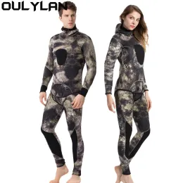 Acessórios OULYLAN MENAS MENINOS MENINOS 5MM 7MM 7MM Neoprene Spearfishing Scuba Diving Suit Camouflage 2Pieces Mantenha o traje de pesca quente surfistas