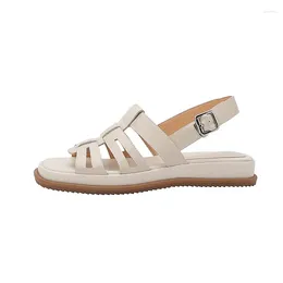 Casual Shoes Vichelo äkta läder Peep Toe Summer Flat Platform Low Heels Gladiator Fashion Buckle Straps Catwalk Brand Women Sandals