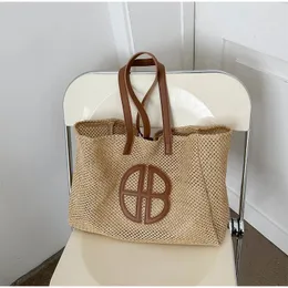 Słomka pusta na drutach torba z dużą pojemnością ręcznie robioną torebkę na ramię designerski designer