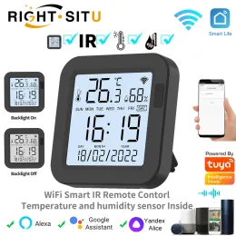 Controllo Tuya Remote Control Wifi Smart Life Controller universale IR con sensore di umidità della temperatura Blacklight Schermo funziona con Alexa