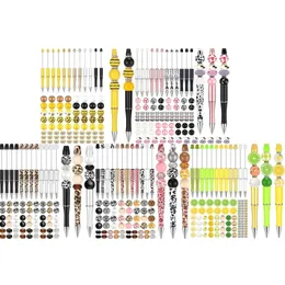 Perlenstift Bulk DIY Perle Pen Kits hölzerne Perlenstiftstallstiftstift Stift Set für Kinderschüler Schreibwaren 240422