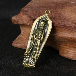 Dekorativa figurer Guanyin Pendant Staty Casting Old Collectible Brass Chinese Handmade Antique