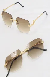Vintage Metal Gold Metal Leopard Series Panther Rimless Sunglasses Men Women With Decoration Wire Frame Unisex Eyewear Outdoor UV46328184