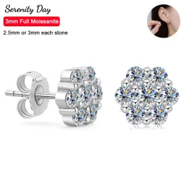 Серьги безмятеги День Дейл D Color 2,5 мм 3 мм полные серьги Moissanite Stud для женщин 100% S925 Серебряная серебряная тарелка Pt950