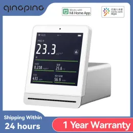 Control Qingping Air Detector Smart Home Touch Screen Control Temperature Humidity Sensor CO2 PM2.5 Quality Monitor Work With Mijia App