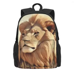 Ryggsäck lejon naturlig vektor platta djur dagliga ryggsäckar kvinnliga färgglada mjuka gymnasieskålar stil ryggsäck