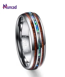 Nuncad US Size 8mm Hawaiian Koa Wood and Abalone Shell Tungsten Carbide Rings Wedding Bands for Men Comfort Fit 514 2107013539465