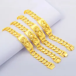 Strängar 18k guldfyllda kommer inte att blekna armband för män kvinnor pulseras de plata de ley mujer bijoux femme ädelsten bröllop smycken
