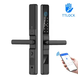 Controle IP65 App à prova d'água Aplicativo TTLOCK Smart Imprint Senha RFID Bloqueio de cartão Pull Push Push Sliding Bridge Cutff Aluminium Door