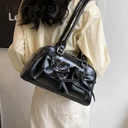 Leftside Cute Bow Tie تصميم الأكياس الإبطية للنساء Y2K حقائب اليد الكورية والمحافظ على Bu Leather Counter Bag 240419