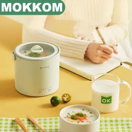 Multicookers Mokkom Portable Mini Electric Cooker 800 ml Multifunkcja Niezstębiona kuchenka ryżowa do Automatyczne podróże Automatyczne ciepło