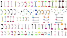 Multipurpose Body Piercing Jewelry Lip Nose Tongue Studs Nipple Navel Rings Screwback Ear Eyebrow Puncture Mixed 105pcslot9504929