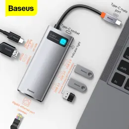 HUBS BASEUS USB C HUB USB 3.0 3 0 TYPE C MACBBOOK PRO AIR SURFURCH PRO 7 USBイーサネットネットワークハブドックステーションスプリッター