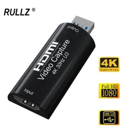 렌즈 미니 4K HDMI에서 USB 3.0 비디오 캡처 카드 게임 녹화 상자 PS4/5 카메라 노트북 PC OBS 라이브 스트리밍 풀 HD 1080p 60fps