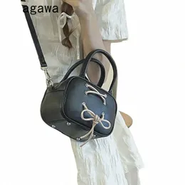 Miyagawa Korean Chic Sweet Girls Top-Handle Bag Fi Cross Bow Bandage Mini Handväskor 2024 Ny kausal axel crossbody väska 318m#