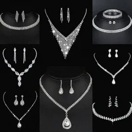 Wertvolle Labor Diamantschmuck Set Sterling Silber Hochzeit Halskette Ohrringe für Frauen Braut Engagement Schmuck Geschenk D7OA#