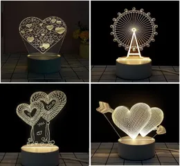 Presente do dia dos namorados Lâmpada 3D LED Night Light Gadget Lamps Decor Home Bulbo para Amante Esposa Presentes Whole7190398