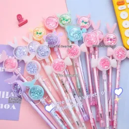 Pens Kawaii 12/24pcs Creative Modeling Sequin Gel Pen Cartoon Expression Flower Pen Students Learn Stationery Test Pen Wholesale