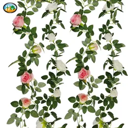 Fiori decorativi 2m Seta artificiale Rosa Vine Fare Flower Wall ARCH ACCESSORI DECORAZIONI OUTDOOR GIARDINO