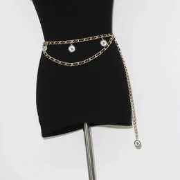 أحزمة العلامة التجارية الشهيرة للسيدات الفاخرة المصممة للسيدات الحزام المعدني سلسلة الفستان الزخرفة الأزياء مزاج مضفر سلسلة كلاسيكية الحزام الفاخر الحزام