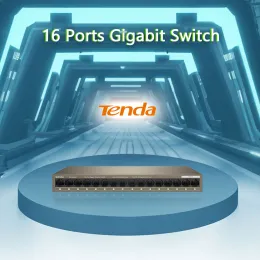 Anahtarlar Tenda 16 Port Gigabit Anahtar 10/100/1000Mbps Masaüstü Anahtar Hub Ağı Tam/Yarım Dubleks TEG1016M VLAN Ethernet Anahtarı