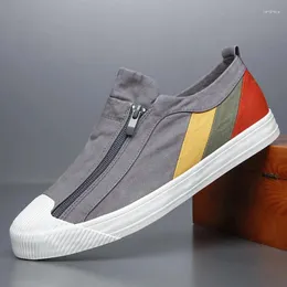 Casual Shoes Men's Spring Fashion Canvas Anti-slip Comfortable Lightweight Breathable Double Zip Men SS22105