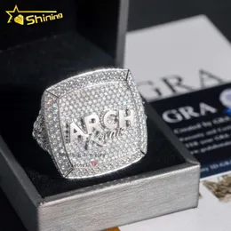 VVS Diamond Ring Sier Soild Hip Hop Moissanite Jewelry Custom Championship Pierścienie dla mężczyzn