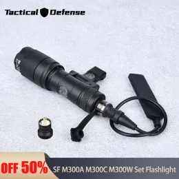 Scopes taktik Airsoft SureFir M300A M300 M300C 300W Flaş Mini İzci Açık Beyaz Led Lambası Tüfek Tabancası Silah Fit 20