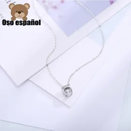 Collane TSXL022 di alta qualità originale Cute spagnolo Orso spagnolo gemella collana a sospensione Fit gioielleria Donne Gioielli Collana in argento sterling