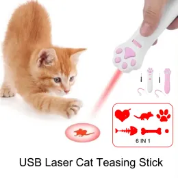 장난감 레이저 변환 패턴 고양이 티저 지팡이 장난감, 레이저 포인터, 애완 동물 LED 대화식 브라이트 애니메이션 라이트 키티 펜 장난감 배터리