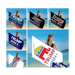 Bannerflaggen Schnell trockener Stoff Bad Beach Handtücher Präsident Trump Handtuch 2024 US -Druckmatte Sanddecke für die Reise Dusche Schwimmen DHH95 0422