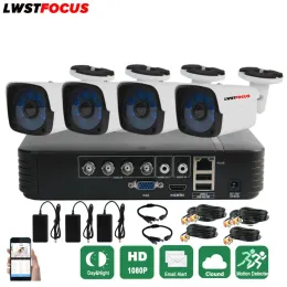 Lens lwstfocus 4ch 1080n dvr 3000tvl 1080p hd açık güvenlik kamera sistemi 4 kanal CCTV gözetim DVR kiti AHD kamera seti