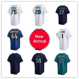 Maglie da baseball Custom Custom Mariners Julio Rodriguez Ichiro Suzuki Ken Griffey Jr. Edgar Martinez Cal Raleigh 3 JP Crawford 17 Mitch Haniger