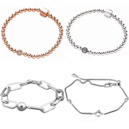 Strands perle a catena scintillante Pave Me Link Modello a catena del serpente Bracciale Fit Europe Braggle 925 Gioielli con fascino in argento sterling