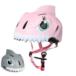 Lights Cute Cartoon Shark Cycling Helmet Kids Helmets Safety Lightweight Breathable Adjustable Bike Riding Skating Sport For Boys Girls