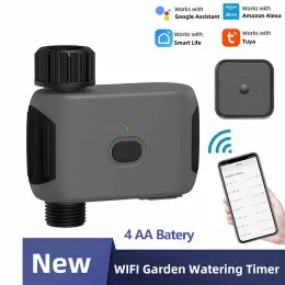 Utrustning Ny design 4 AA Batery Powered Garden Smart Irrigation WiFi Automatisk bevattningsvatten Timer Använd Tuya Smart Life App