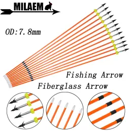 Acessórios 6/12pcs Arco -e flecha de fibra de fibra de vidro de fibra de fibra de vidro od7.8mm Fixar Arrowhead de pesca 100gr slide Slide Shooting Acessórios de pesca