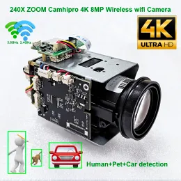 카메라 Camhipro 4K 8MP 240X Zoom WiFi 무선 IP 카메라 자동 홍채 P2P ONVIF SONY IMX415 WIFI SD 256GB IP 카메라