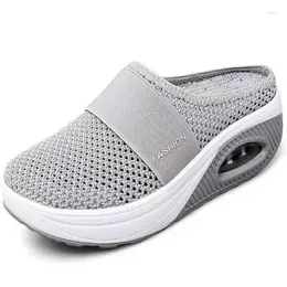 Casual Shoes Women Lazy Thick Air Cushion Hollow-out Mesh Breathable Bag Head Slippers Sneakers Single Plus Size Heelless