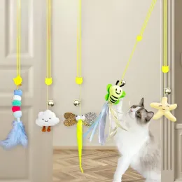 Toys Cat Toy Swing Sticky Disc Elastic With Bell Hanging Door Teasing Cat Rope Långt rep som retar Cat Toy Accessories Pet Kitten Toy