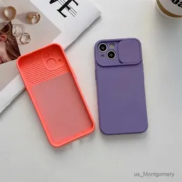 Cell Phone Cases Sliding camera protection For 15 14 13 12 11 Pro XS Max X XR bumper cover in candy soft silicone phone case