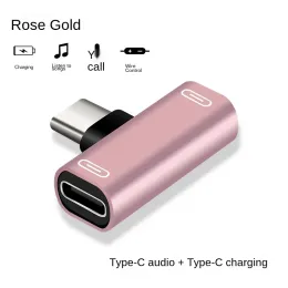 2024 Double Type C USB-C Earphone Headphone Audio Charging Charger Adapter Splitter Convertor For Xiaomi Huawei Adapter Converterfor Huawei USB-C Splitter