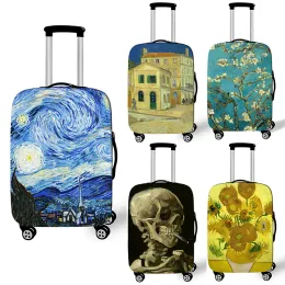 Tillbehör Oljemålning Starry Night / Water Lilies / Tears Kiss Bagage Cover för Travel Van Gogh Gustav Klimt Claude Monet Suitcase Cover