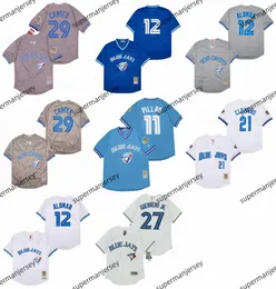 Roberto Alomar Jay Baseball Trikot 1992 1993 World Series Roy Halladay John Olerud Dave Winfield Jose Bautista Roger Clemens Joe Carter Paul Molitor Blue Size S-4xl